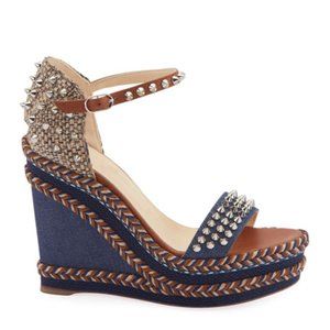 Christian Louboutin Blue Brown Madmonica 120 wedge